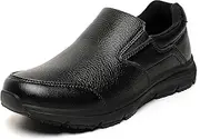 [Jacata] Black Casual Mens Slip On Loafers, Walking Comfortable & Light-Weight Leather Non Slip Shoes for Men