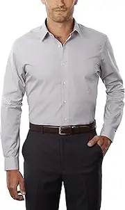 [Van Heusen] Geoffrey Beene Men's Regular Fit Sateen Solid Dress Shirt, DELF Blue, 14.5" Neck 32"-33" Sleeve