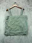 NWT DKNY Pure Top Tank Womens Large Green Aloe Linen Blouse Sleeveless Split Hem