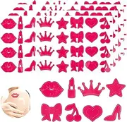 320 Pieces Tanning Sunbathing Stickers, Perforated Body Stickers for Tanning, Self Adhesive Tanning Bed Stickers, Pink Body Stickers for Summer Beach Outdoor Indoor Salon Party Supplies, 8 Styles