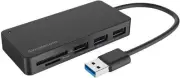 3 Port USB 3.0 Hub with Dual Slot SD MicroSD Card Reader