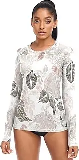 [RPLIFE] Watercolor Flowers Leaves Light Color Lightweight Hiking Shirts Women, XS-XL Rashguard Suits Women