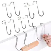 4 Pcs Drawer Hanger Hook, 2 in 1 Over Drawer Hook Cabinet Bathroom Cupboards (Silver)