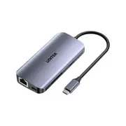 Unitek 8-in-1 5Gbps USB Multi-port Hub with USB-C Connector. Includes 2x USB-A 3.0 Ports, 2x HDMI4K60Hz Ports, SD/Micro SD, Gigabit Ethernet Port, Supports 100W PD, Space Grey. [D1122A]
