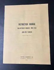 Vintage Original McIntosh MR-55A AM/FM Tuner Manual, NEW (manufactured 1959-62)