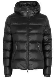 Moncler Gles Hooded Quilted Shell Jacket - Black - (UK 8 / S) (UK 8 / S)