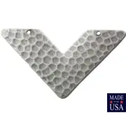 2 Hole Silver Ox Hammered V Connector Pendant (4) mtl390D