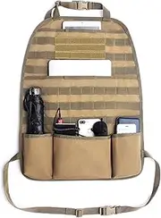 Tactikalde Tactical Car Back Seat Organiser, Universal Car Storage Molle Pouches Bag Seat Back Organizer, Seat Cover Protector Vehicle Panel Compatible with Wrangler SUV Truck (Khaki)
