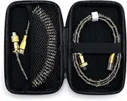 Formulamod USB C Coiled for Mechanical Keyboard,Coiled USB Aviator Cable for Keyboard, Pro Double Sleeved Cable with Organizer Zipper Bag. (Gold & Black)