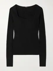 [Adam Lippes] Adam Lippes - Florentine Ribbed Silk And Cashmere-blend Top - Black - small small Black