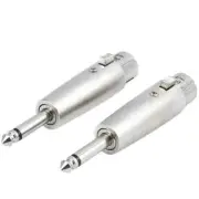 3Pin XLR Female to 1/4" 6.35mm Mono Male Plug Audio Cable Mic Adapter 5 Pack