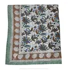 Cotton Coverlet Bedding Kantha Bedspread Quilt Indian Hand Block Print Gudri FV