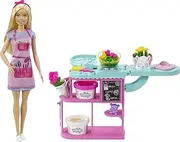 Barbie Florist Playset with 12-in Blonde Doll, Flower-Making Station, 3 Dough Colours, Mold, 2 Vases & Teddy Bear, Great Gift for Ages 3 Years Old & Up