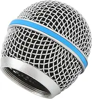 Microphone Grill, Replacement Steel Mesh Microphone Grill Head for Shure Beta58A Microphone, Ball Head Mesh Microphone Grille, Built in Foam Filter