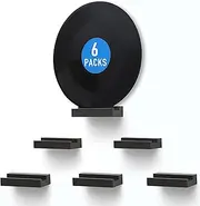 Wood Vinyl Record Shelf Wall Mount, Small Wall Record Holder Display Shelf, Vinyl Record Shelves Record Album Display Holder for LP, CD, Book Art Storage Vintage Home Decor (6, Black)