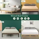 Wood Bed Frame Queen Double King Single Solid Wooden Base Platform Bed - Zinus