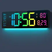 Digital Wall Clock Large Display 16", Digital Clock with 11 RGB Colors Changi...