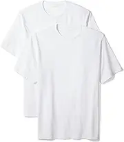 [Amazon Essentials] Men's Regular-Fit Short-Sleeve Crewneck T-Shirt, Pack of 2, White, 3X-Large Big Tall