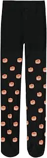 [DISPRA] Halloween Pantyhose, Halloween Print Pantyhose Polyester, Soft Breathable Sweat-Absorbing Pantyhose, Halloween Pumpkin Pattern Tights, Holiday Masquerade Tights for Children Girls