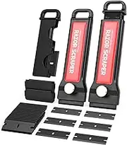 EHDIS 2PCS Plastic Razor Blade Scraper with Blade Storage Box with 20pcs Double Edged Blades for Adhesive,Gasket Labels, Decal and Sticker Remover from Glass,Window