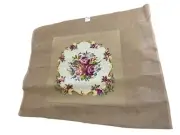 Vintage Finished Needlework Floral Tapestry Chair Seat Pillow Cover Fabric Panel