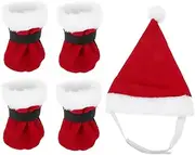 ERINGOGO 1 Set Christmas Pet Costume Hat and Socks for Dogs Cats and Puppies Xmas Party Accessories with Pointed Hat and Matching Stocking for Holiday Cheer and Fun