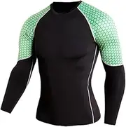 [Abigprofit] Male Underwear Thermal Tight Sportwear Thermo Shirt Quick Dry Compression Shirt Green XL