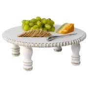 Willow & Silk Handmade Wooden 30cm White Round Beaded Cake/Party Display Stand
