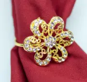 Floral Napkin Rings Set of 4 Gold Sparkling Napkin Holders Party Table Decors