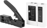 VENEKA CAT5 CAT6A CAT7 Modular Crimper with RJ45 RJ12 RJ11 Network Cable Tester Tool Kit Black
