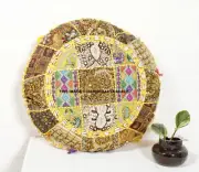 22" Patchwork Embroidered Boho Cushion Cover Meditation Round Floor Pillow Case