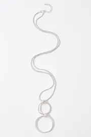 Worn Silver Rose Circle Pendant Necklace--TGT-NJ2022