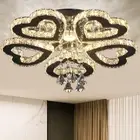 Heart 5 Rings Crystal Chandelier Modern Flush Mount Ceiling Light LED Crystal Pe