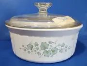 Corning Ware Callaway Green Ivy Pattern F-5-B + Pyrex-G-5-C Lid Vintage NEW!!!