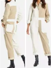 NWT Brixton Mersey Coverall in a Corduroy Dove/Vanilla Colorblock Size XS