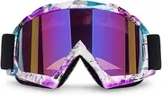 Motorcycle Goggles ATV Goggles Motocross Goggles Dirt Bike Goggles Windproof Offroad Goggles Windproof Riding Goggles Anti-Scratch Protective Powersport Goggles Skiing Goggles(Pink Frame+Color Lens)