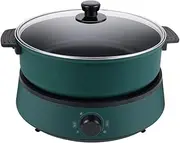 Electric Barbecue Grill With Glass Lid Multi-Function Electric Cooker Pan Adjustable Temperature Control Non-Stick 4L,1350W (Color : Green)