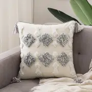 Tribal Boho Woven with Tassels Pillow Square Soft Couch Pillows Set of 2 (Inserts + Pillow Covers, Diamond)