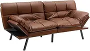Giantex Futon Sofa Bed, Convertible Memory Foam Couch With Adjustable Backrest and Armrests, Modern Space-Saving Design for Compact Living, Small Apartments, Home, Office (Brown)