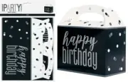 6 Large Party Boxes Black Silver Party Favour Loot Box Paper Treat Container Box