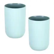 2Pcs Drinking Cups, Unbreakable Bathroom Cup Toothbrush Holder, Light Blue