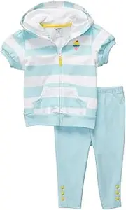 [Carter's] Quick & Cute Cardigan Set - Lite Blue/White Stripe-6 Months