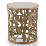 SPI Home Marble Top Cast Aluminum Ginkgo Leaf Stool 16 Inches High