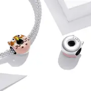 Solid 925 Sterling Silver Lovely Owl Pandora Inspired Charm