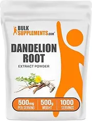 BulkSupplements.com Dandelion Root Extract Powder - Herbal Supplements for Liver & Digestive Support - Gluten Free - 500mg per Serving, 1000 Servings (500 Grams - 1.1 lbs)