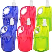 Lyfeesis Foldable Water Bottle, Pack of 6, 700 ml, Reusable Water Bottle with Screw Cap, Foldable Water Bottle, Flexible Collapsible Water Bottle for Adventure, Travel, Hiking