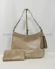 SET Brahmin Noelle Leather Hobo/Shoulder Bag + Suri Wallet in Warm Gray Reynolds