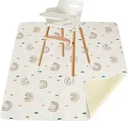 Baby Dining Chair Mat Under High Chair Floor Mat 43×43in Anti-Slip Waterproof Multipurpose Splash Mat Floor Protection Table Cloth with Anti-Skid Backing Deters Bunching and Sliding (Style 1)