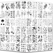 Yazhiji Tiny Waterproof Temporary Tattoos - 60 Sheets, Moon Stars Constellations Music Compass Anchor Words Lines Flowers for Kids Adults Men and Women.