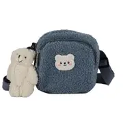 Autumn And Winter New Cute Bear Messenger Bag Women Plush Mobile Phone Bag Girls Small Shoulder Bag